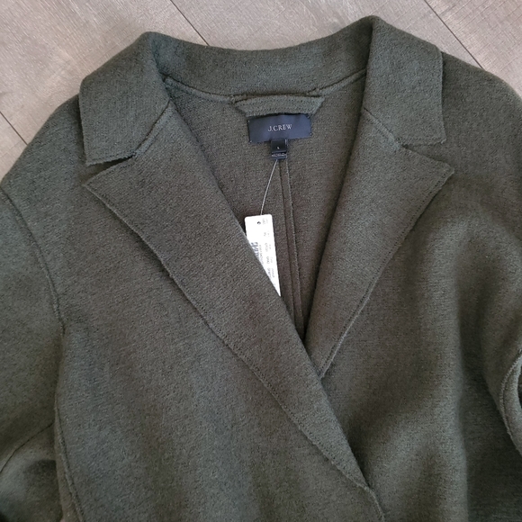 J. Crew Women's Wrap Coat In Boiled Wool Moss Green Size Large - Picture 7 of 15